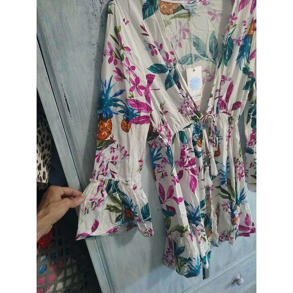 Blue Island Bathing Suit Cover Up Boho Nwt Size Small Floral Multicolor - Picture 3 of 9